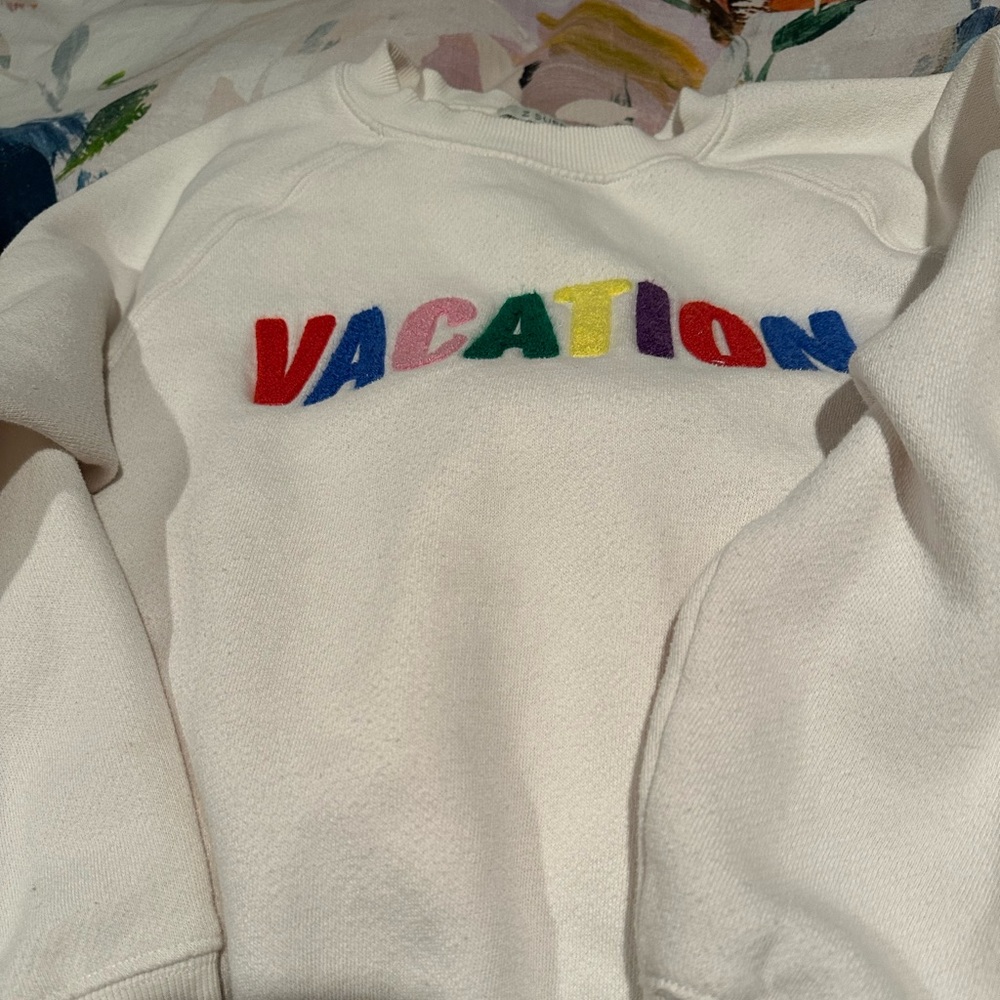 Z Supply White Sweatshirt with Colorful Embroidery